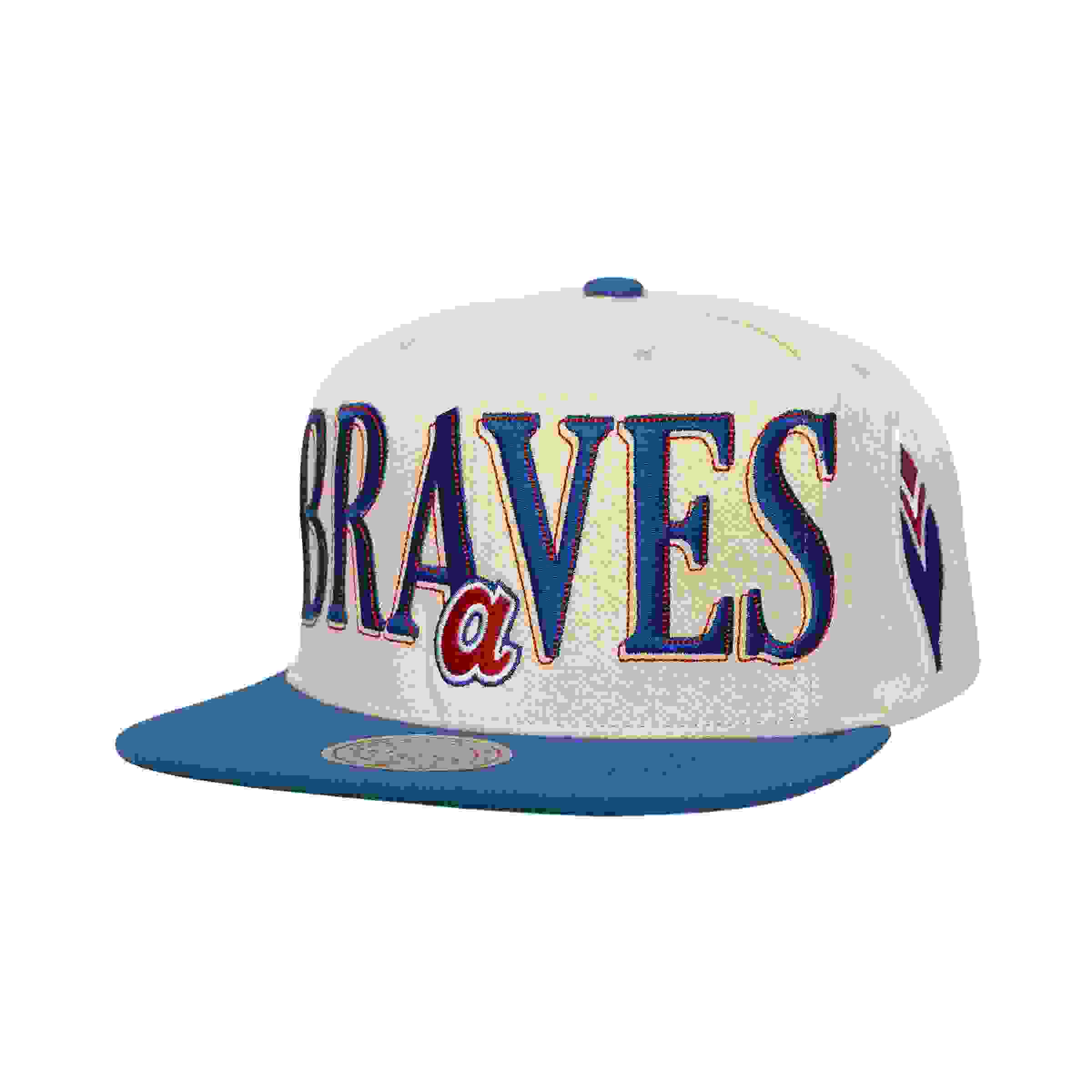 Mitchell & Ness Atlanta Braves Across The Board Cream Snapback Hat